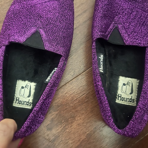HOUNDS BY DAWGS FLEECE LINED KAYMANNS GLITTER Slip On SHOE PURPLE Size 7/8 - Picture 2 of 6